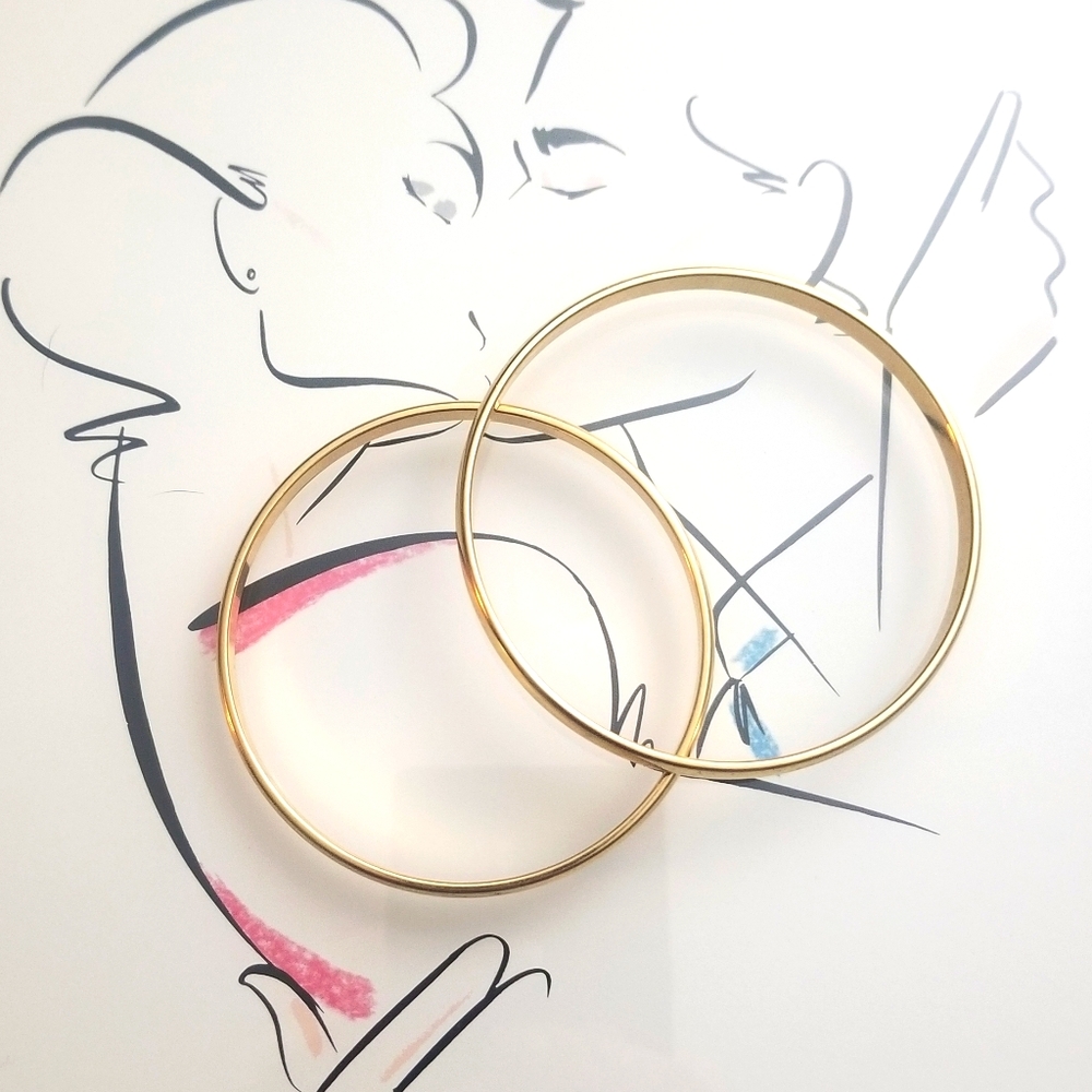 Vintage Monet Bangle Bracelet Set Gold Toned